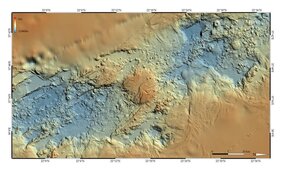 Bathymetrische Karte eines Ausschnitts des Roten Meeres 