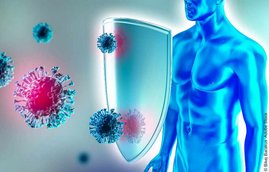 Grafik Mensch mit Schutzschild