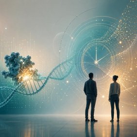 Epigenetische Uhren bestimmen das biologische Alter anhand von DNA-Methylierungsmustern. KI Bild epigenetische Uhren