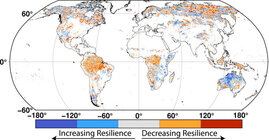 Globale Trends in der Widerstandsfähigkeit der Vegetation seit den 2000er Jahren.