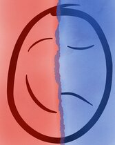 Zeichnung: Smiley links fröhlich, rechts traurig