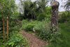 Beete mit stehendem Totholz und Holzweg.  
