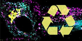 Fluoreszenzmikroskopisches Bild einer Zelle: Das Protein ARF-1 (gelb) steuert das Recycling in der Zelle. Fluoreszenzmikroskopisches Bild einer Zelle: Das Protein ARF-1 (gelb) steuert das Recycling in der Zelle.