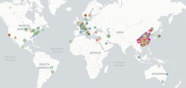Die Karte zeigt, an welchen Orten weltweit zu welchen Bereichen der Virus- und Krankheitsbekämpfung klinisch geforscht wird. 