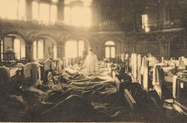 Notspital in der Zürcher Tonhalle während der sogenannten “Spanischen Grippe” im November 1918  