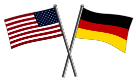 Grafik: Deutsche und englische Flagge