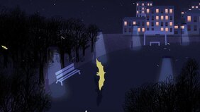 Fledermäuse in der Stadt (Illustration)