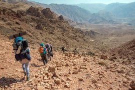 Das Sharara-Team auf dem Weg zur Ausgrabungsstätte Menschen in der Wüste