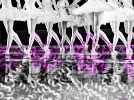 Collage Ballettänzerinnen und Proteinstrukturen