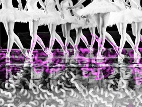 Collage Ballettänzerinnen und Proteinstrukturen
