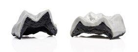 Backenzähne der beiden Menschenaffen als 3D-Druck in ca. 10-facher Vergrößerung