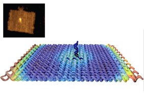 Das "DNA-Floß", hergestellt mit Origami-Technik - Visualisierung und Mikroskop-Aufnahme  