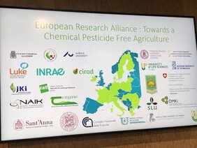 Partnerlogos der Forschungsallianz "Towards a chemical pesticide-free Agriculture"  