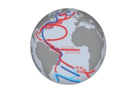 Die Atlantische Meridionalzirkulation Erdkugel mit der atlantischen Meridionalzirkulation