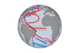 Die Atlantische Meridionalzirkulation Erdkugel mit der atlantischen Meridionalzirkulation
