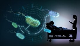Bakterien und ein Krankenbett