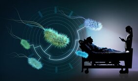 Bakterien und ein Krankenbett