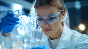 junge Frau beim Pipettieren