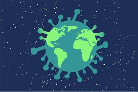 Grafische Darstellung: Coronavirus überlagert Globus
