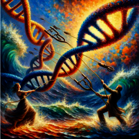Illustration der Interaktion, bei der die DNA mit Ankern herangezogen wird.