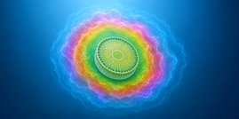 Jede Phytoplanktonzelle im Ozean ist von chemischen Schichten unterschiedlicher Grösse umgeben, die Bakterien wahrnehmen können, um das Phytoplankton aufzuspüren. Phytoplanktonzelle mit KI erstellt