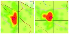 An sogenannten Heatmaps kann man erkennen, worauf Versuchspersonen ihren Blick besonders lange oder häufig gerichtet haben. Gitter beeinflussen diese Muster auf Karten. 