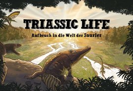 Illustration zur Ausstellung „Triassic Life – Aufbruch in die Welt der Saurier“ im Museum am Löwentor in Stuttgart