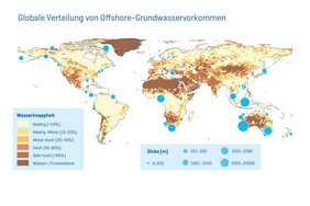 Die Karte gibt einen Überblick über Offshore-Grundwasservorkommen weltweit