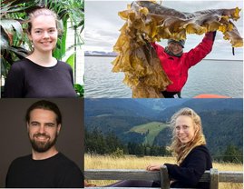 Dr. Michelle Rönspies, Dr. Sarina Niedzwiedz, Dr. Jaccoline Zegers und Dr. Paul David Grünhofer (im Uhrzeigersinn, Start o. li.) erhalten die diesjährigen Preise für exzellente Pflanzenforschung. 