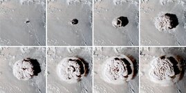 Blick aus dem All: Ein Erdbeobachtungssatellit der NASA hat die verschiedenen Stadien der Vulkanwolke aufgezeichnet